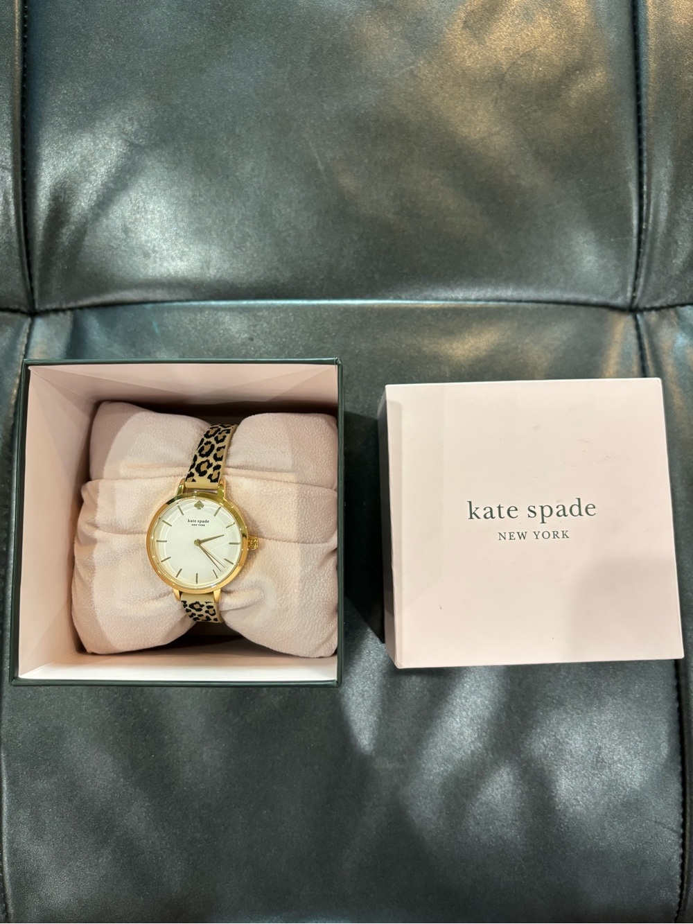 kate spade Gold-Tone Watch with Leopard Print Strap
